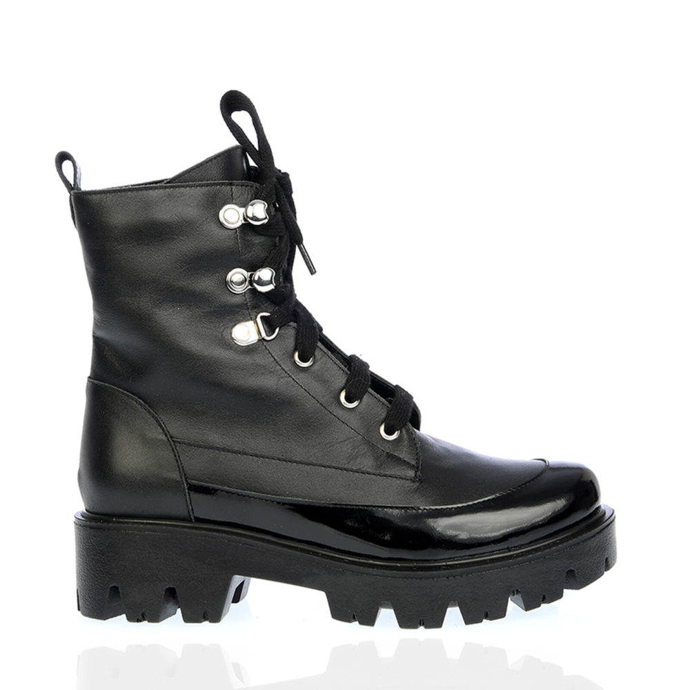 Bocanci Army Style din piele naturală negru, Veronesse 897/Miruna
