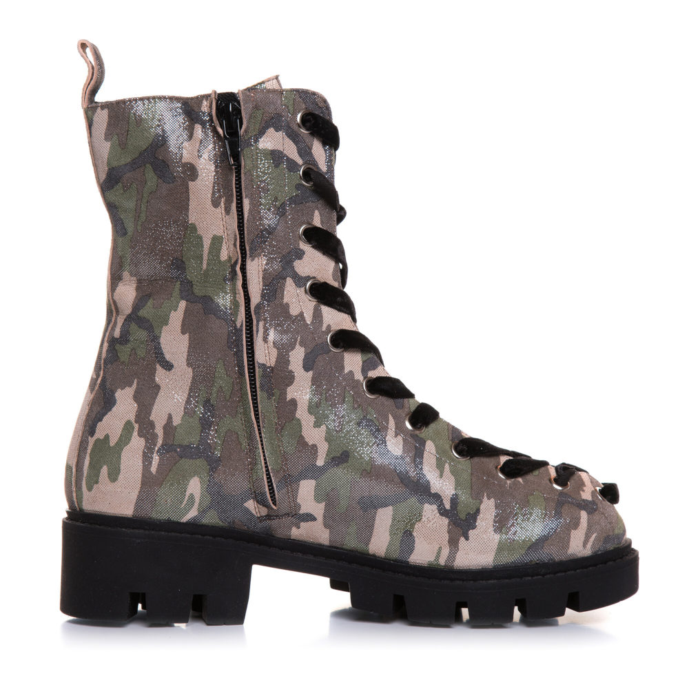 Bocanci clasici din piele naturală cu imprimeu army, Veronesse Rocks - imagine 3