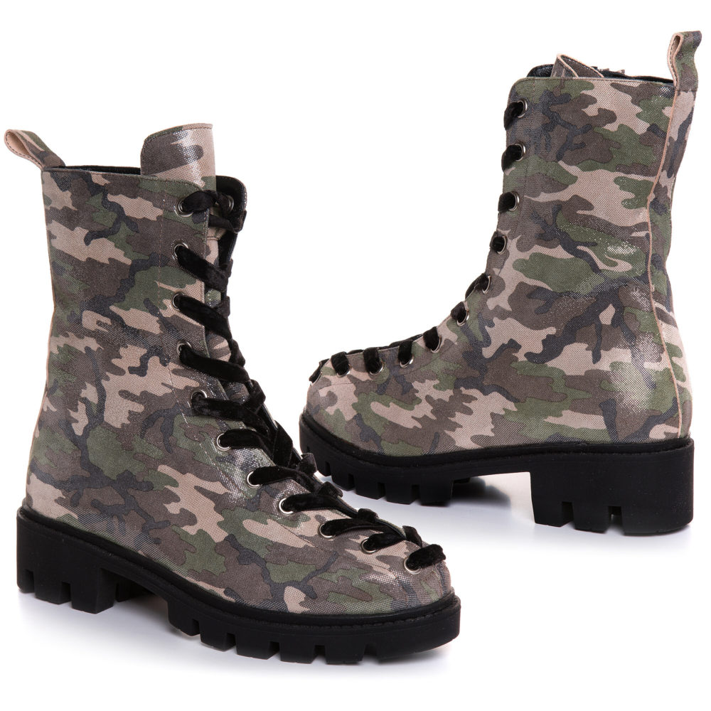 Bocanci clasici din piele naturală cu imprimeu army, Veronesse Rocks - imagine 2