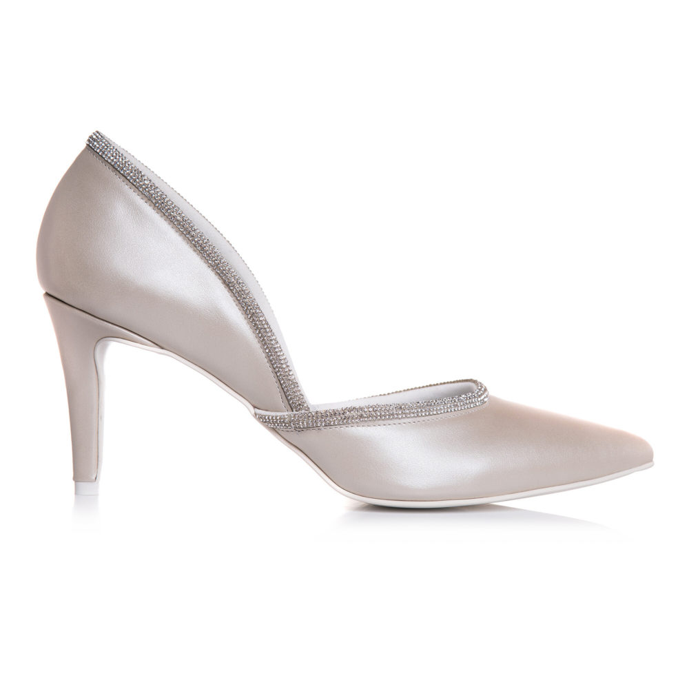 Pantofi stiletto din piele naturală cu bandă de cristale, realizați la comandă de la mărimea 32, Veronesse Alberta