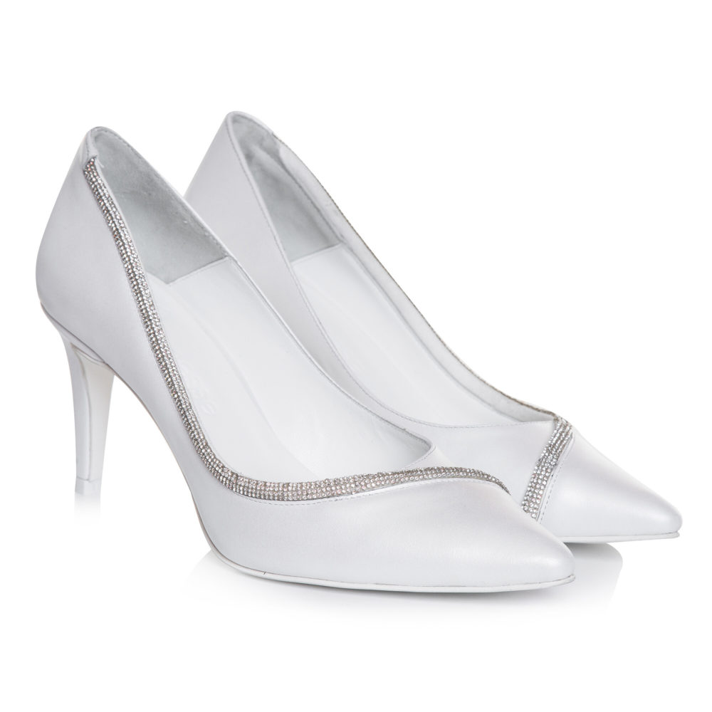 Pantofi stiletto pentru mireasă din piele naturală cu cristale, disponibili pe comandă până la mărimea 42, Veronesse Cassandra/843 - imagine 3
