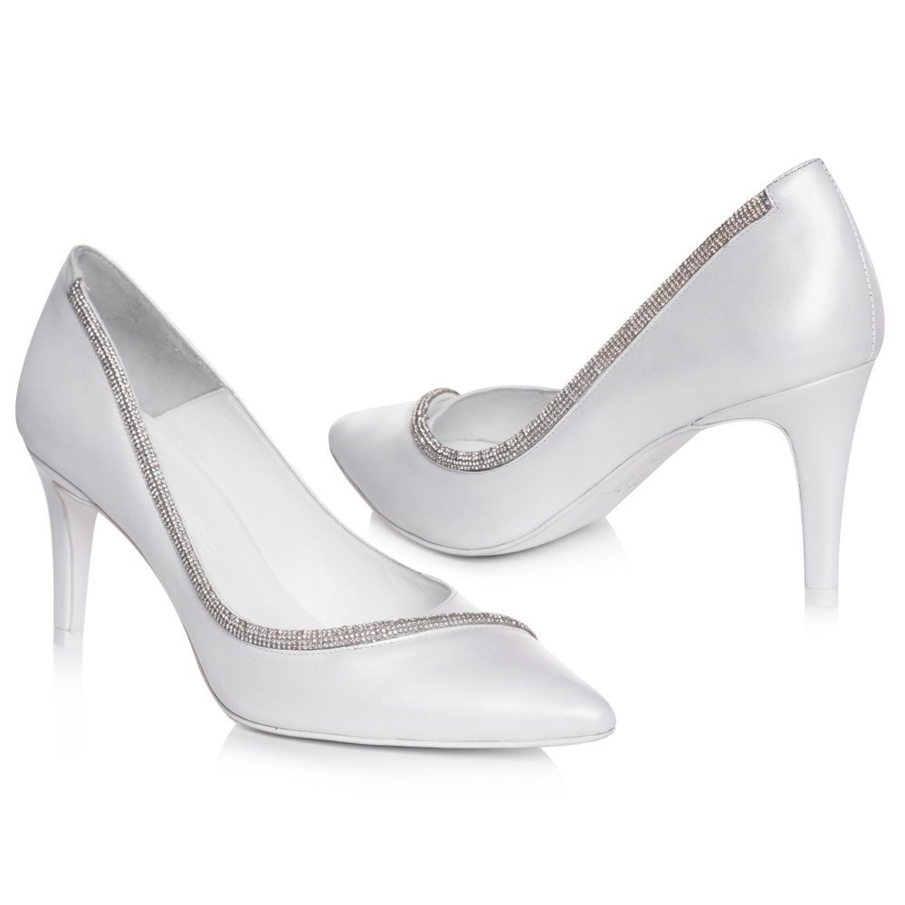 Pantofi stiletto pentru mireasă din piele naturală cu cristale, disponibili pe comandă până la mărimea 42, Veronesse Cassandra/843 - imagine 2