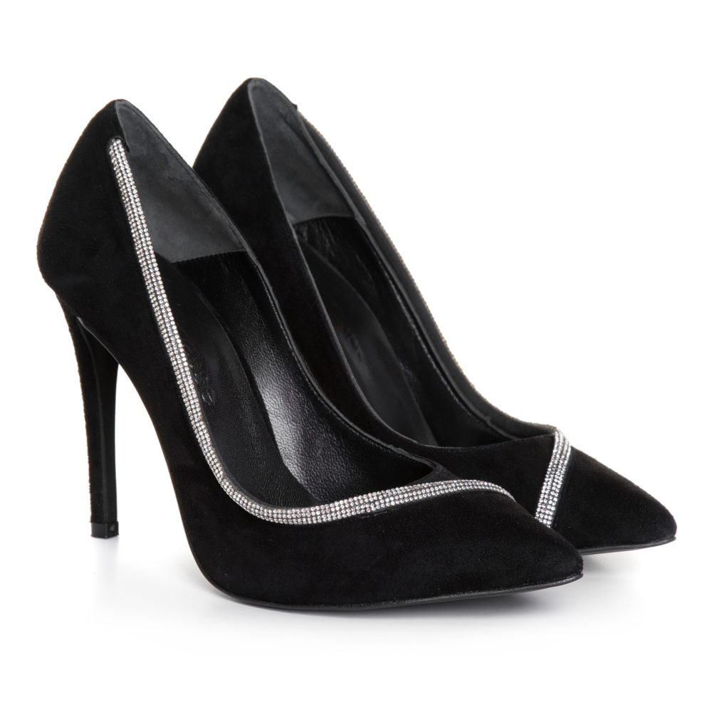 Pantofi stiletto din piele naturală cu cristale, Veronesse Cassandra - imagine 3