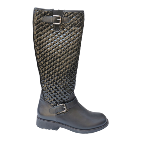 cizme casual din piele naturala neagra cu hasuri