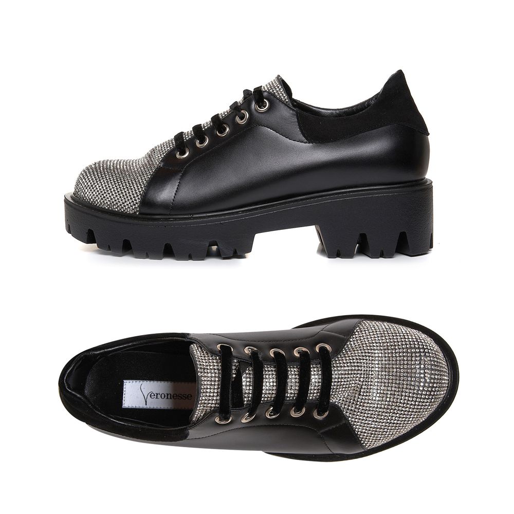 Pantofi din piele naturală cu aplicații din cristale, realizați pe comandă, Veronesse Crystal Mania