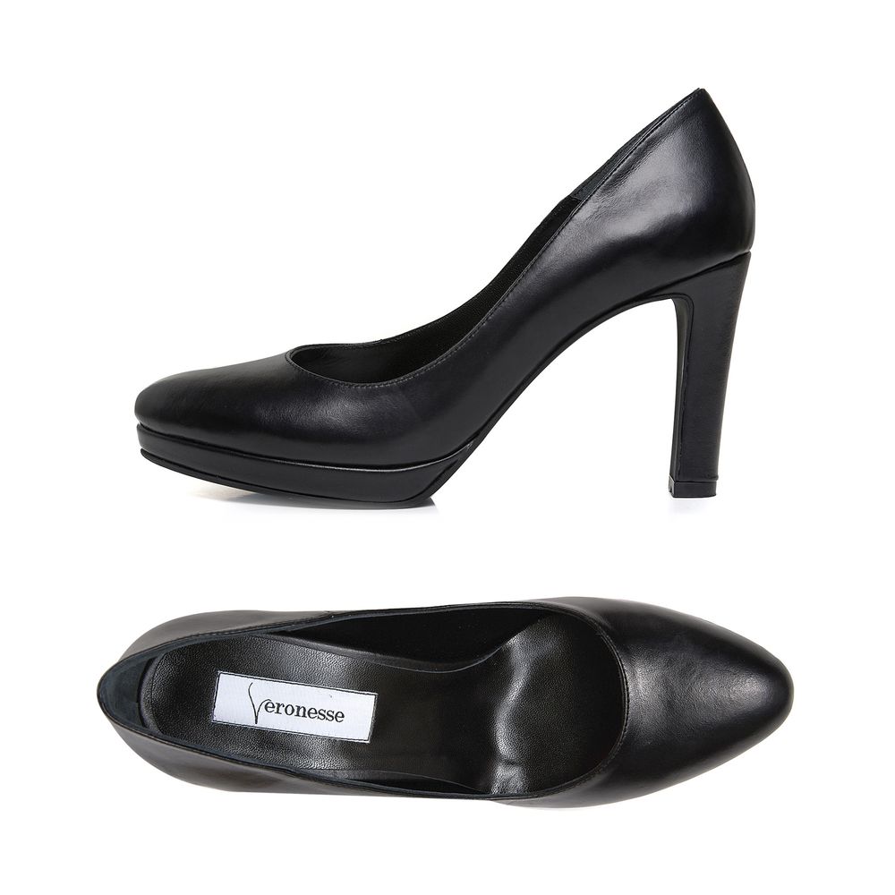 Pantofi eleganți din piele naturală neagră, realizați la comandă și în mărimi mici, Veronesse Blake
