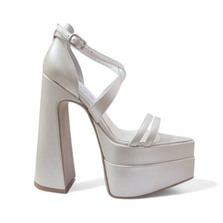 Sandale platformă din piele naturală, culoare ivory – mărimea 33 (potrivite pentru 34)