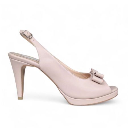 Sandale elegante din piele naturală nude, cu toc subțire