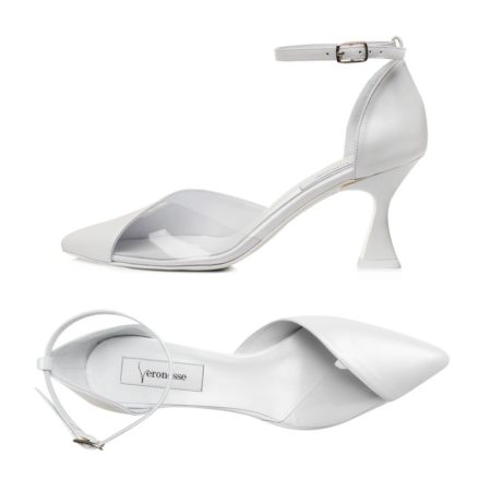 Pantofi albi cu inserție transparentă Adora, vedere de sus