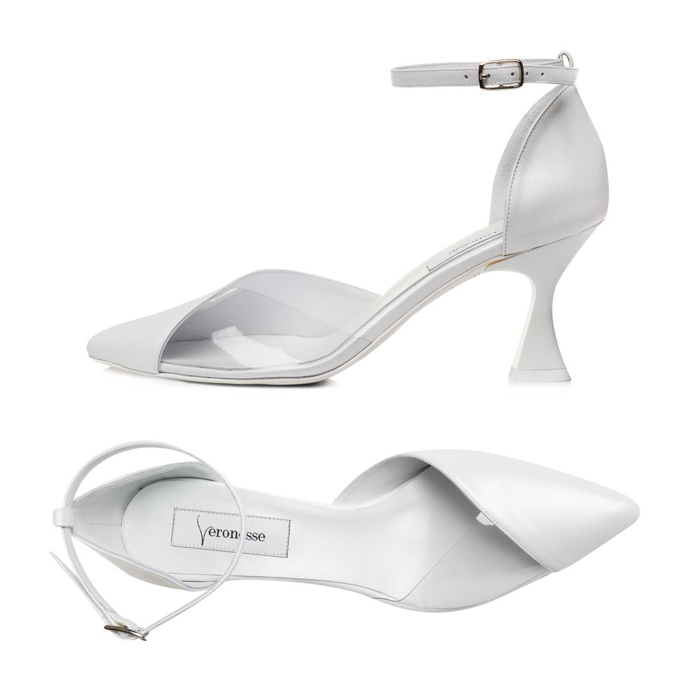 Pantofi albi cu inserție transparentă Adora, vedere de sus