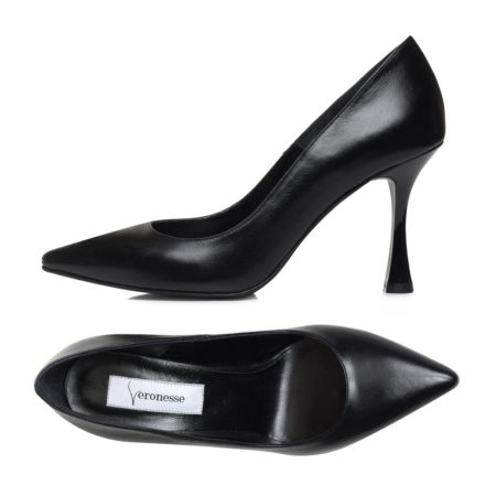 Pantofi Saria negri, piele naturală, vedere de sus