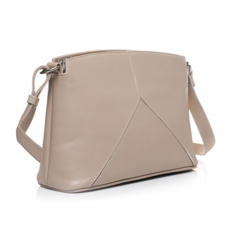 Geantă crossbody din piele naturală cappuccino Model 514, vedere 3/4
