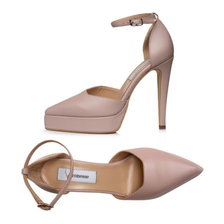 Pantofi nude roze cu baretă pe gleznă Serena H12, vedere de sus