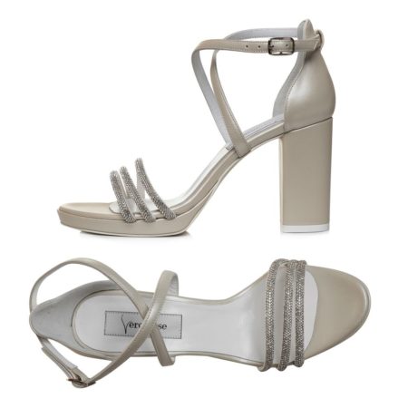 Sandale Grace Nelly ivory sidef cu cristale, vedere de sus