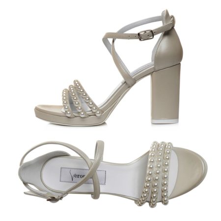 Sandale Grace Nelly ivory sidef cu perle, vedere de sus